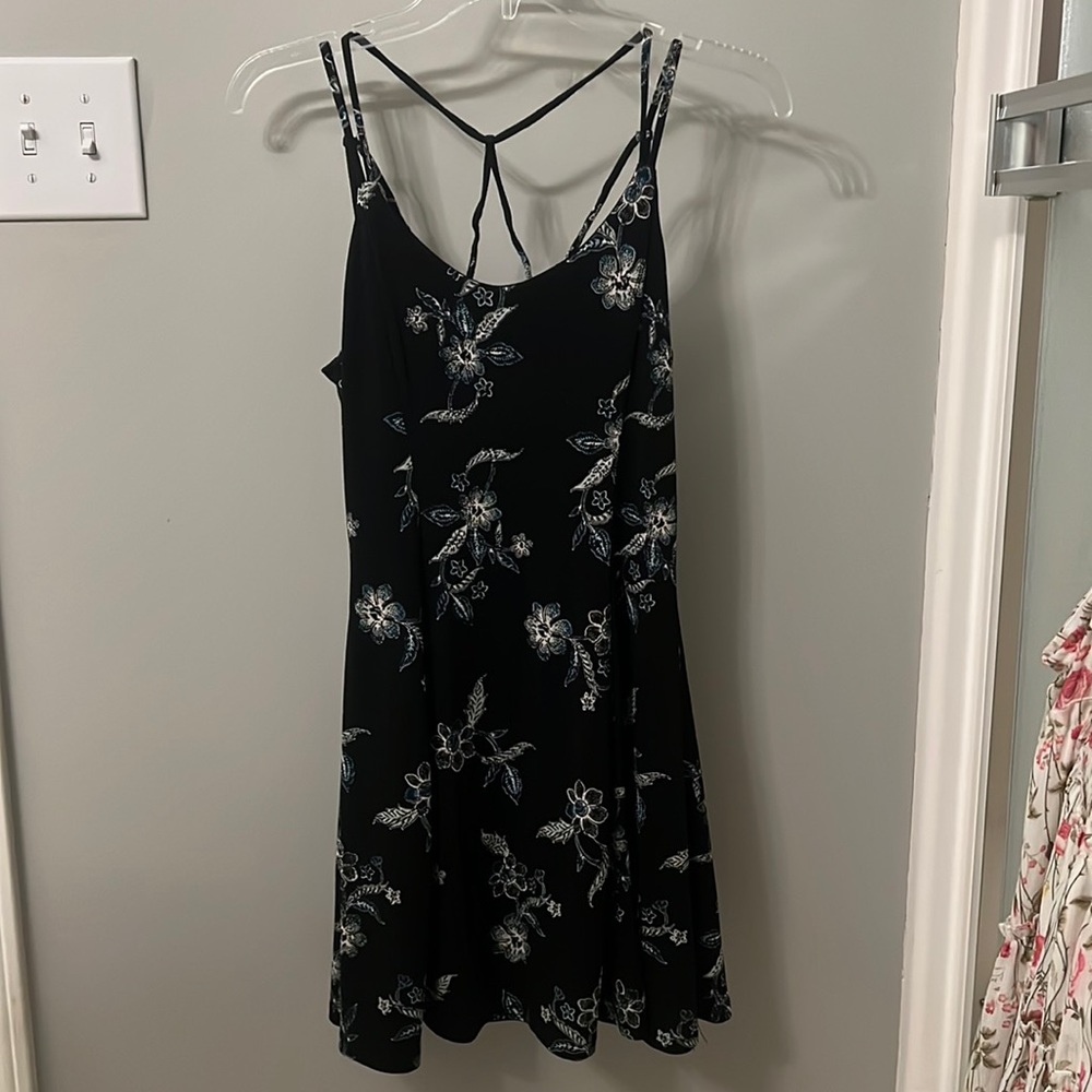 Black strappy floral dress from Aeropostale.